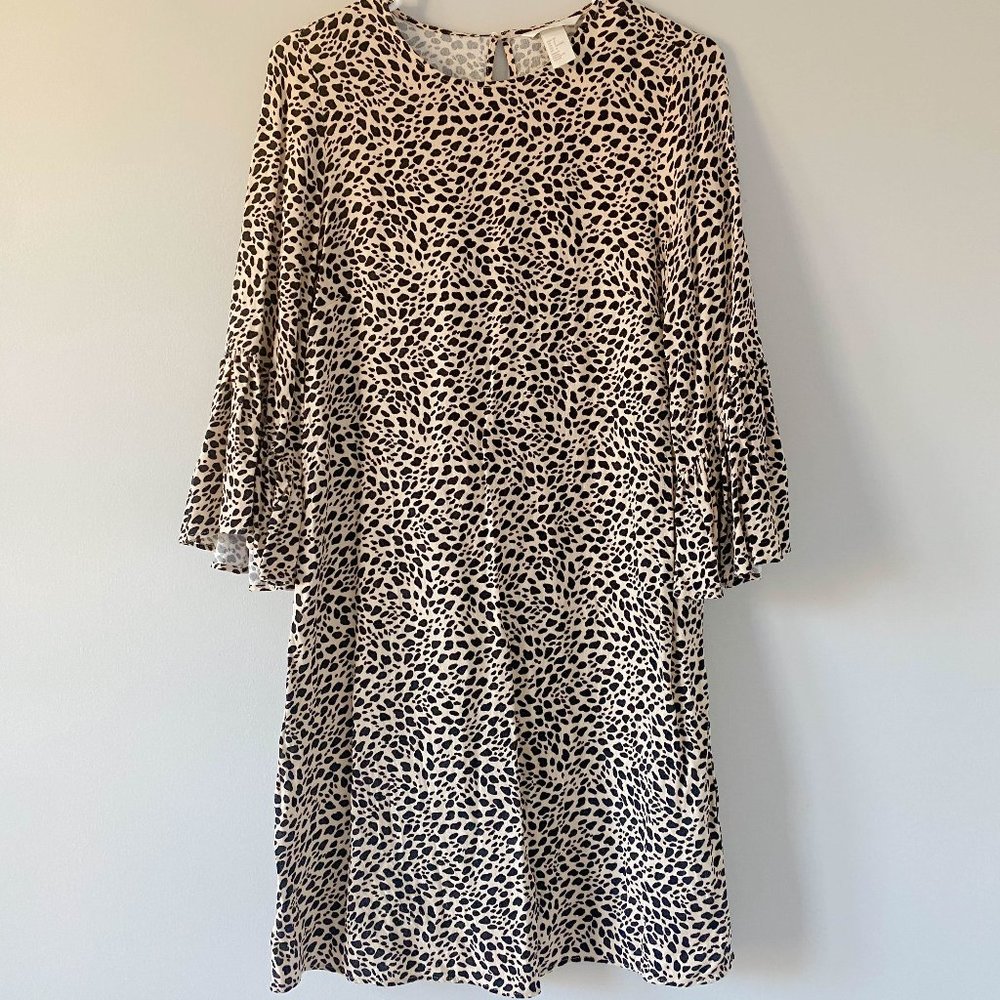 H&M Cheetah Print 3/4 Sleeve Dress Size 8